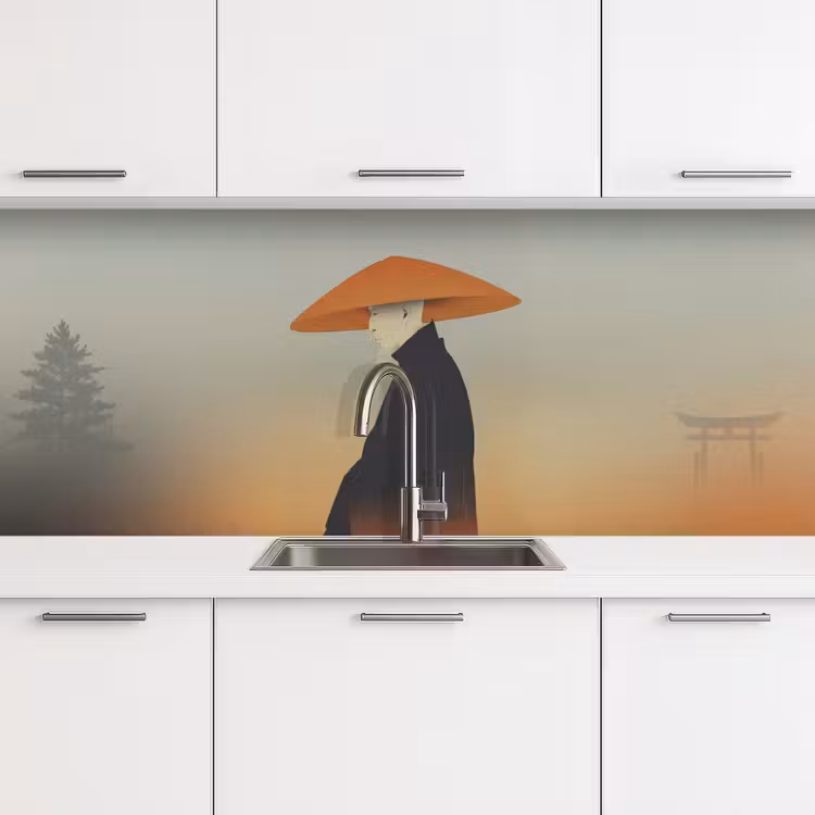 Keuken achterwand - Minimalistisch - Silhouet - Oranje — 4