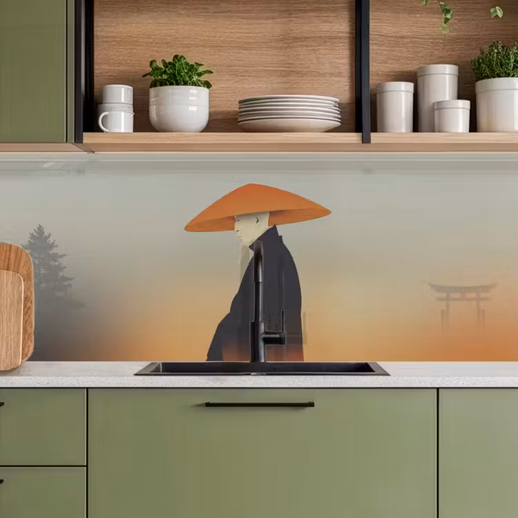 Keuken achterwand - Minimalistisch - Silhouet - Oranje — 8
