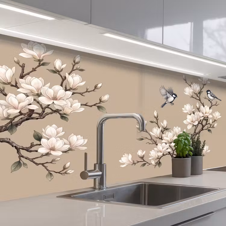Keuken achterwand - Oosters - Vogels - Beige — 2
