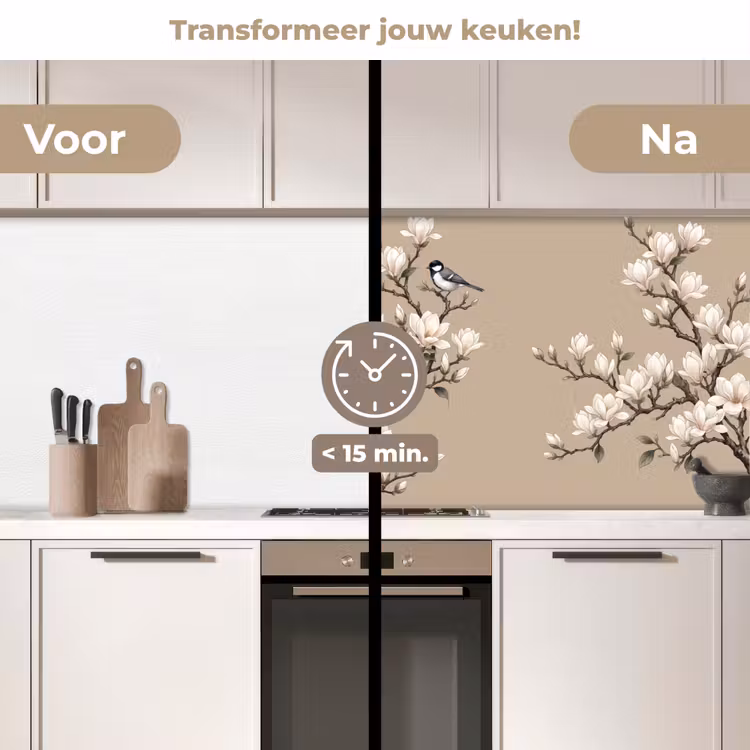 Keuken achterwand - Oosters - Vogels - Beige — 3