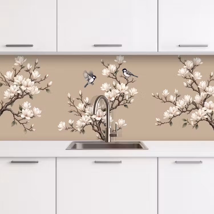 Keuken achterwand - Oosters - Vogels - Beige — 4