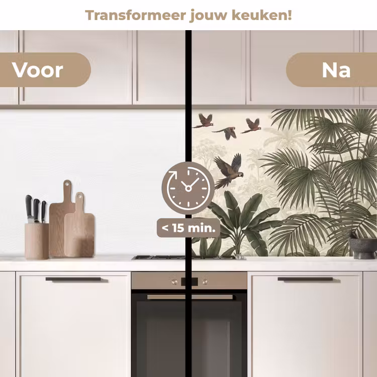 Keuken achterwand - Papagaaien - Jungle - Tropisch - Green — 3