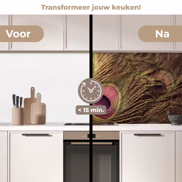 Keuken achterwand - Pauw - Veren - Paars - Groen — 3