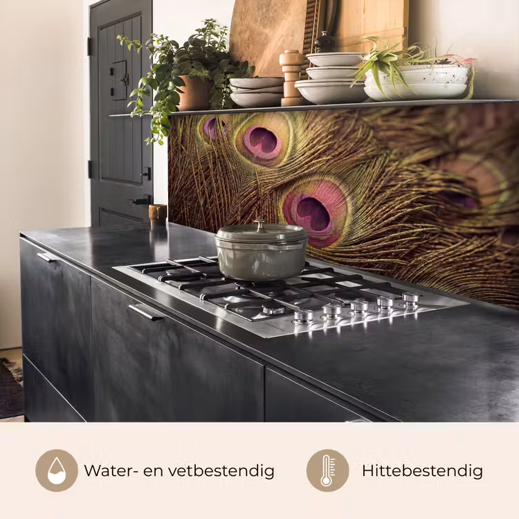 Keuken achterwand - Pauw - Veren - Paars - Groen — 5