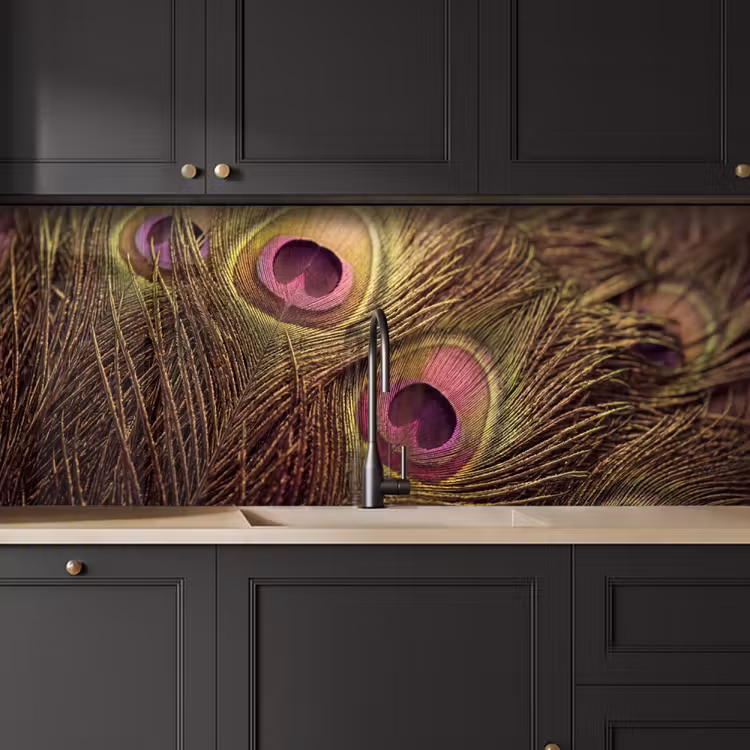 Keuken achterwand - Pauw - Veren - Paars - Groen — 6
