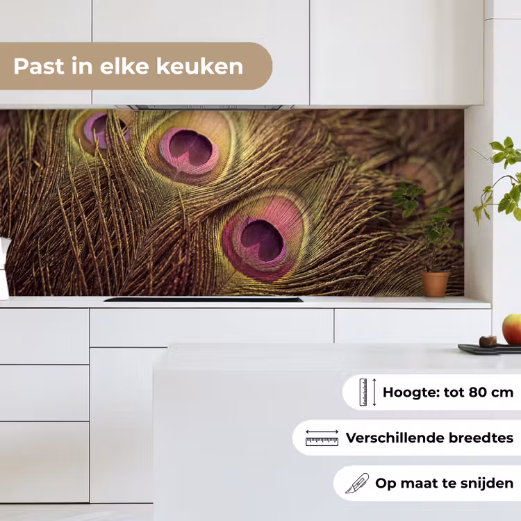 Keuken achterwand - Pauw - Veren - Paars - Groen — 7