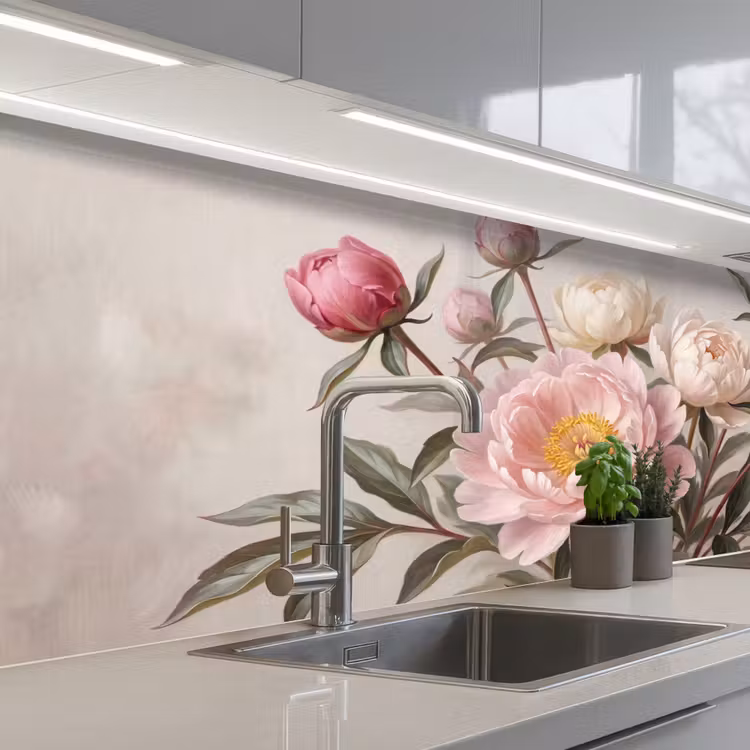 Keuken achterwand - Pioenrozen - Boeket - Roze — 2