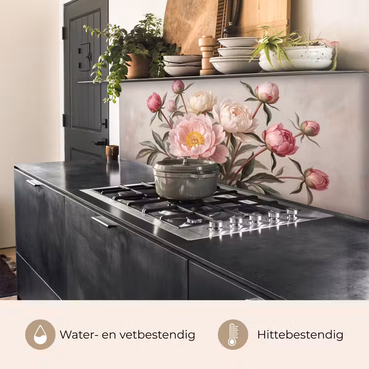 Keuken achterwand - Pioenrozen - Boeket - Roze — 5