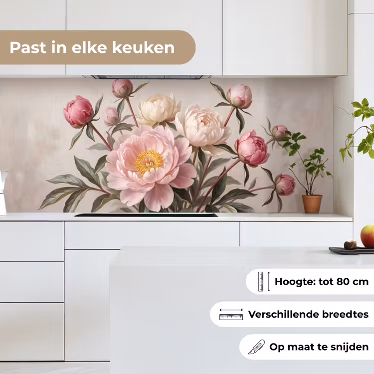 Keuken achterwand - Pioenrozen - Boeket - Roze — 7