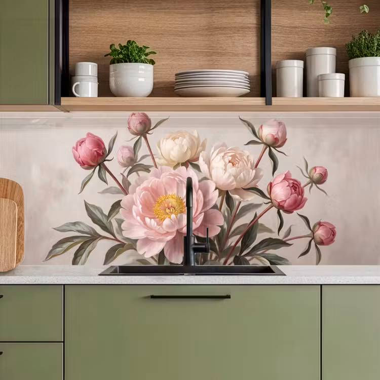 Keuken achterwand - Pioenrozen - Boeket - Roze — 8