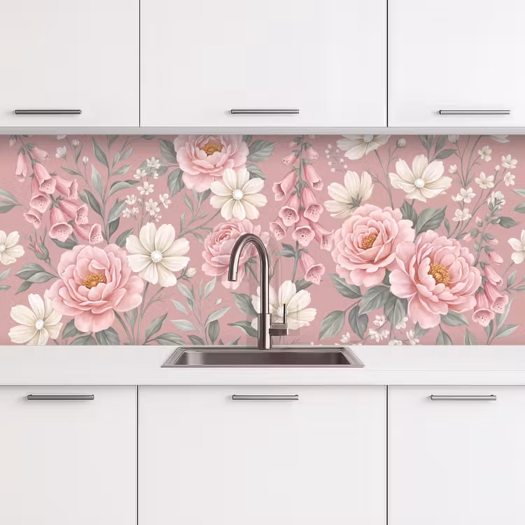 Keuken achterwand - Pioenrozen - Vingerhoedskruid - Pink — 4
