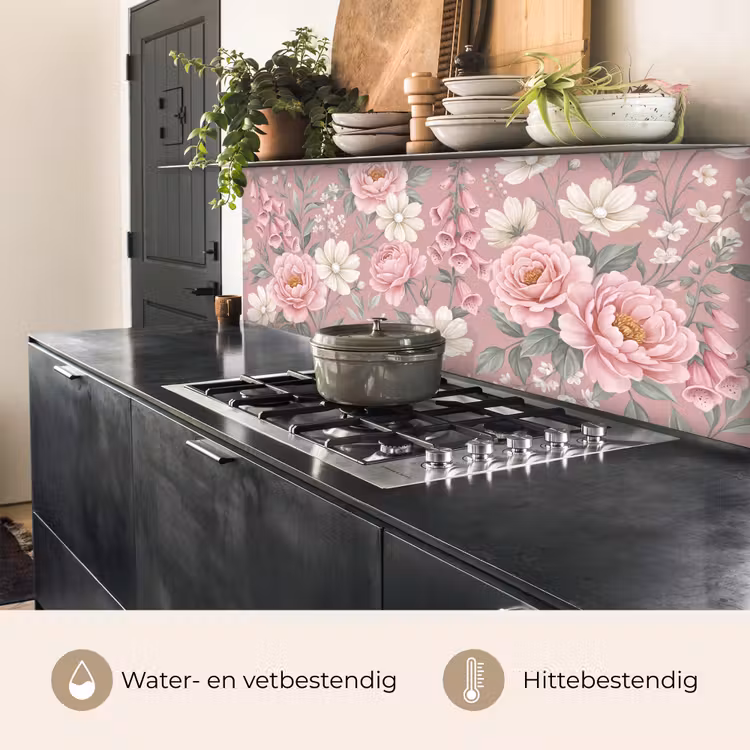 Keuken achterwand - Pioenrozen - Vingerhoedskruid - Pink — 5