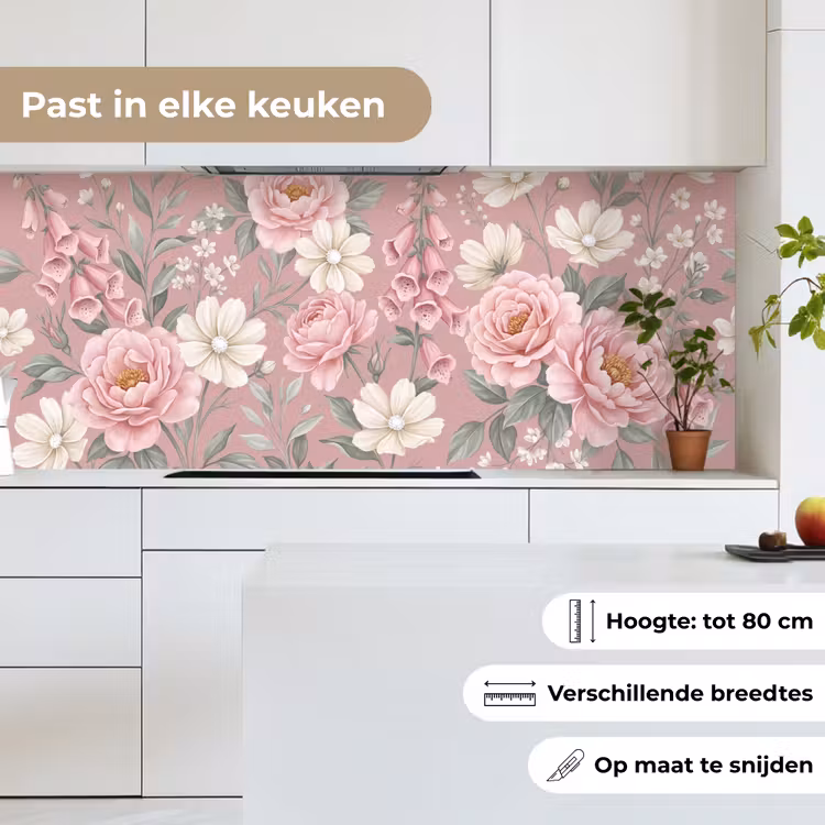 Keuken achterwand - Pioenrozen - Vingerhoedskruid - Pink — 7