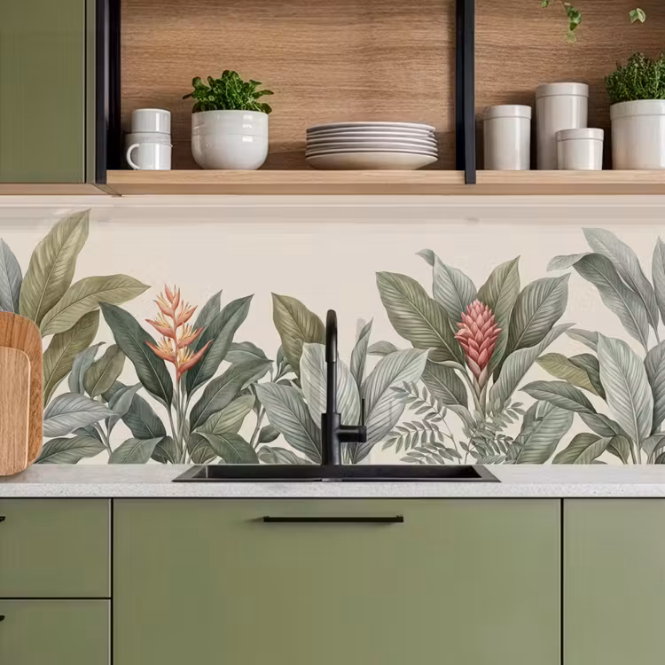Keuken achterwand - Tropisch - Planten - Modern - Groen — 8