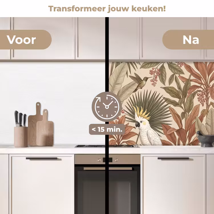Keuken achterwand - Tropisch - Vogels - Beige — 3
