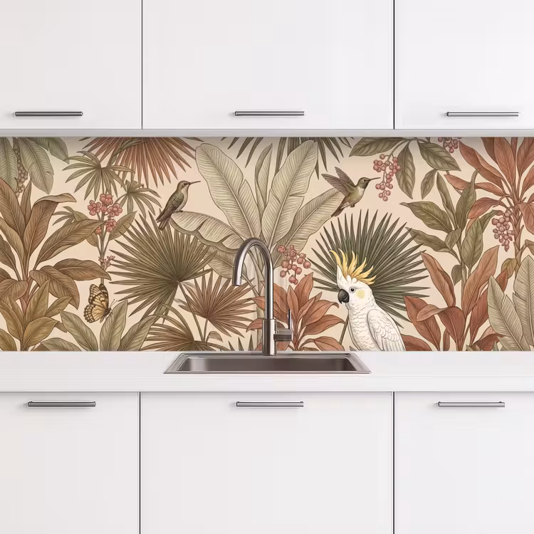 Keuken achterwand - Tropisch - Vogels - Beige — 4