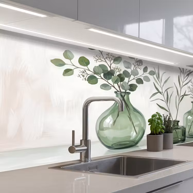 Keuken achterwand - Vazen - Bladeren - Groen — 2