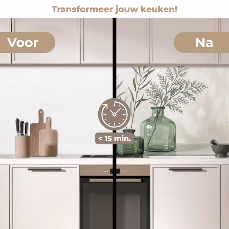 Keuken achterwand - Vazen - Bladeren - Groen — 3