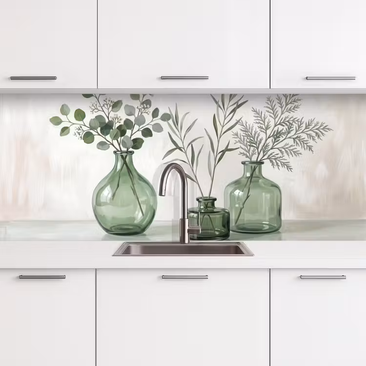 Keuken achterwand - Vazen - Bladeren - Groen — 4