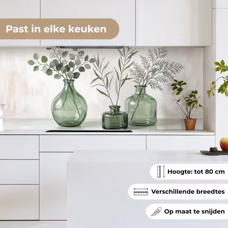 Keuken achterwand - Vazen - Bladeren - Groen — 7