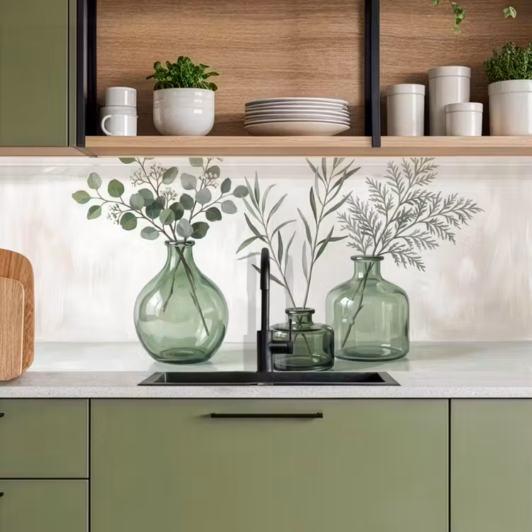 Keuken achterwand - Vazen - Bladeren - Groen — 8