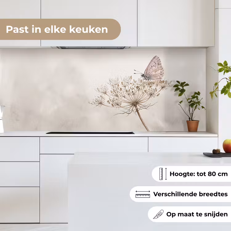 Keuken achterwand - Vlinder - Bloem -Natuur - Beige — 7