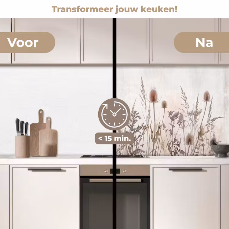 Keuken achterwand - Weidebloemen - Design - Sepia — 3