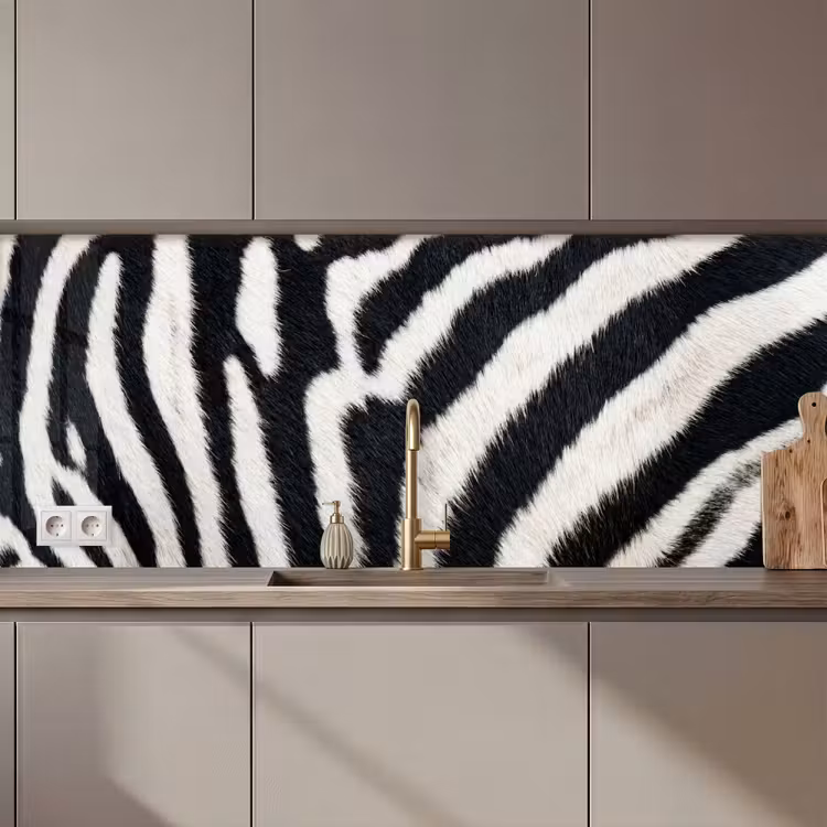 Keuken achterwand - Zebra - Vacht - Klassiek - Zwart - Wit — 1