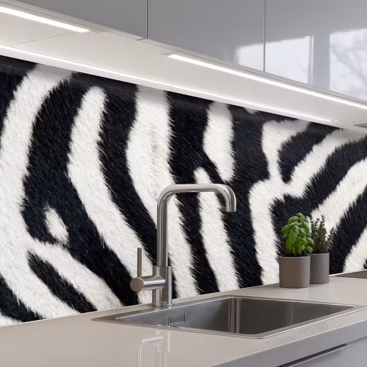 Keuken achterwand - Zebra - Vacht - Klassiek - Zwart - Wit — 2