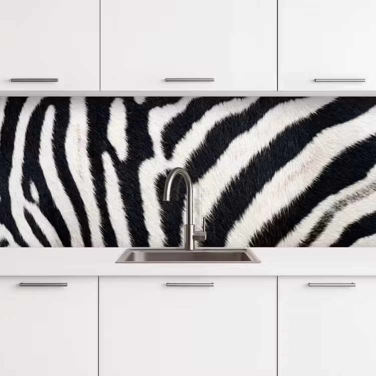 Keuken achterwand - Zebra - Vacht - Klassiek - Zwart - Wit — 4