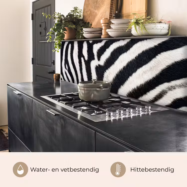 Keuken achterwand - Zebra - Vacht - Klassiek - Zwart - Wit — 5