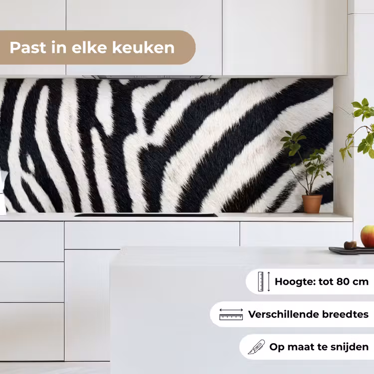 Keuken achterwand - Zebra - Vacht - Klassiek - Zwart - Wit — 7