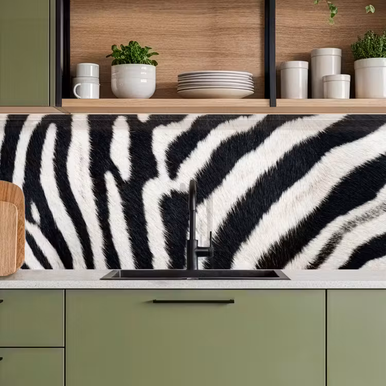 Keuken achterwand - Zebra - Vacht - Klassiek - Zwart - Wit — 8