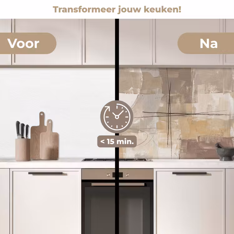 Keuken achterwand - Abstract - Cirkel - Modern - Beige - Zwart - Minimalistisch — 3