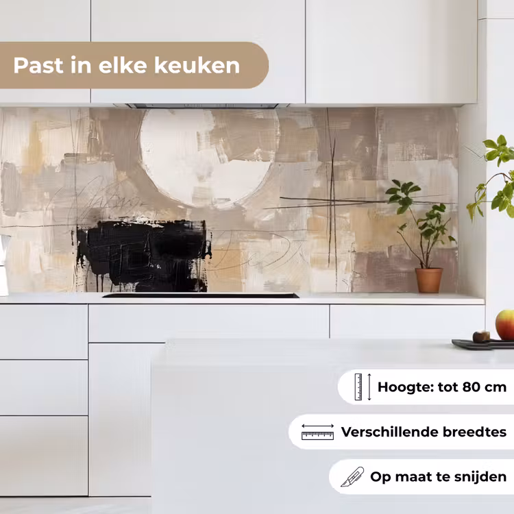Keuken achterwand - Abstract - Cirkel - Modern - Beige - Zwart - Minimalistisch — 7