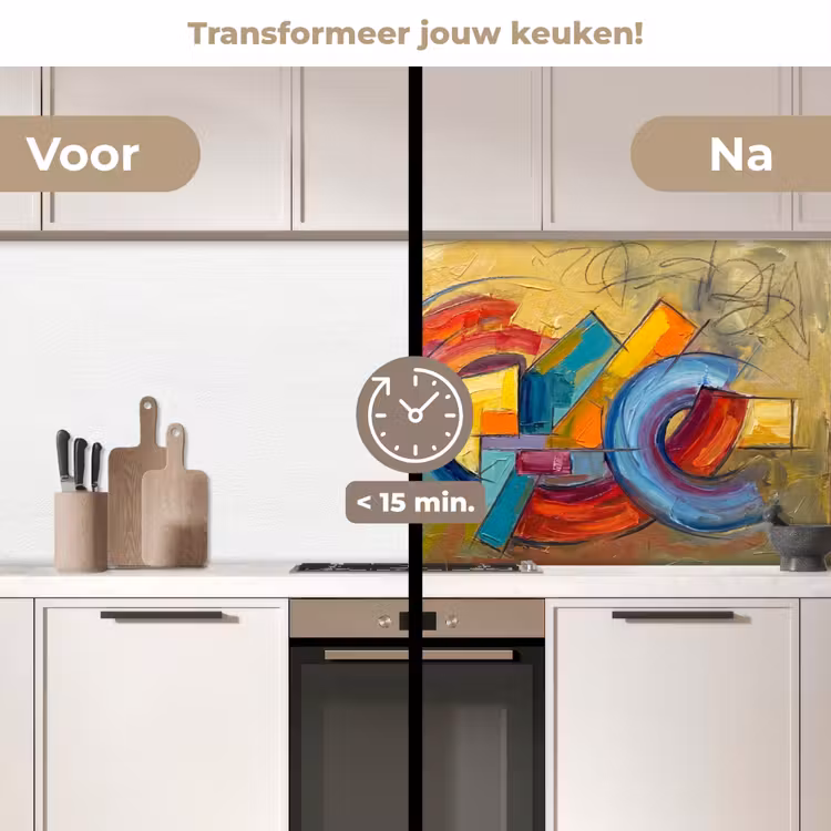 Keuken achterwand - Abstract - Cirkels - Schilderij - Kleurrijk - Dynamisch — 3