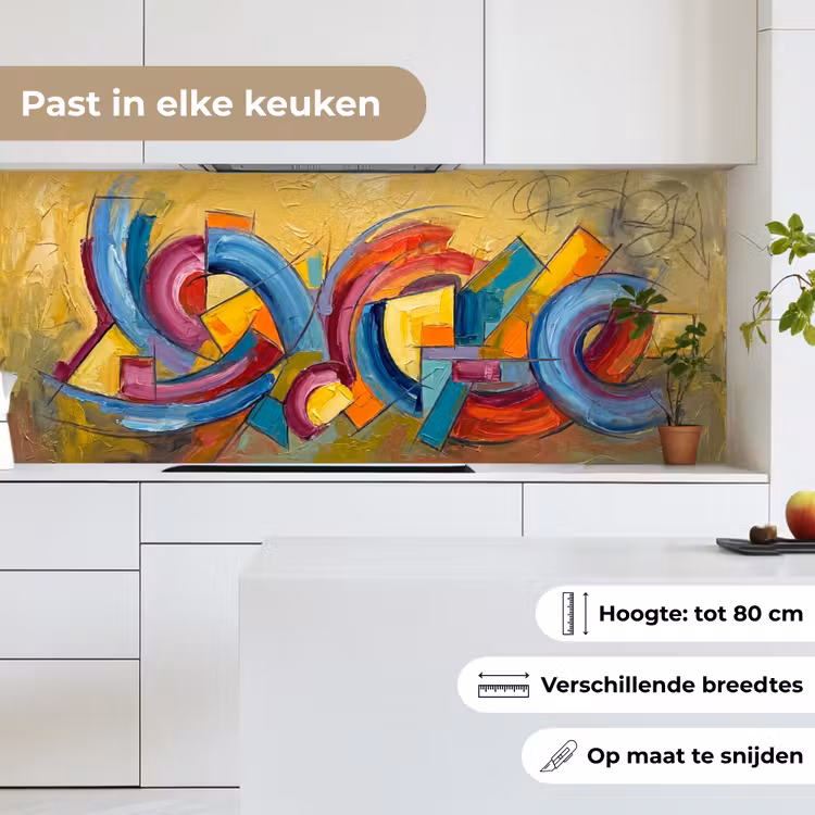 Keuken achterwand - Abstract - Cirkels - Schilderij - Kleurrijk - Dynamisch — 7
