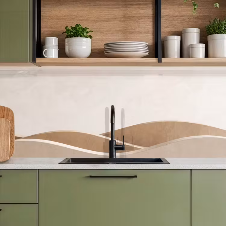 Keuken achterwand - Abstract - Golven - Modern - Beige — 8