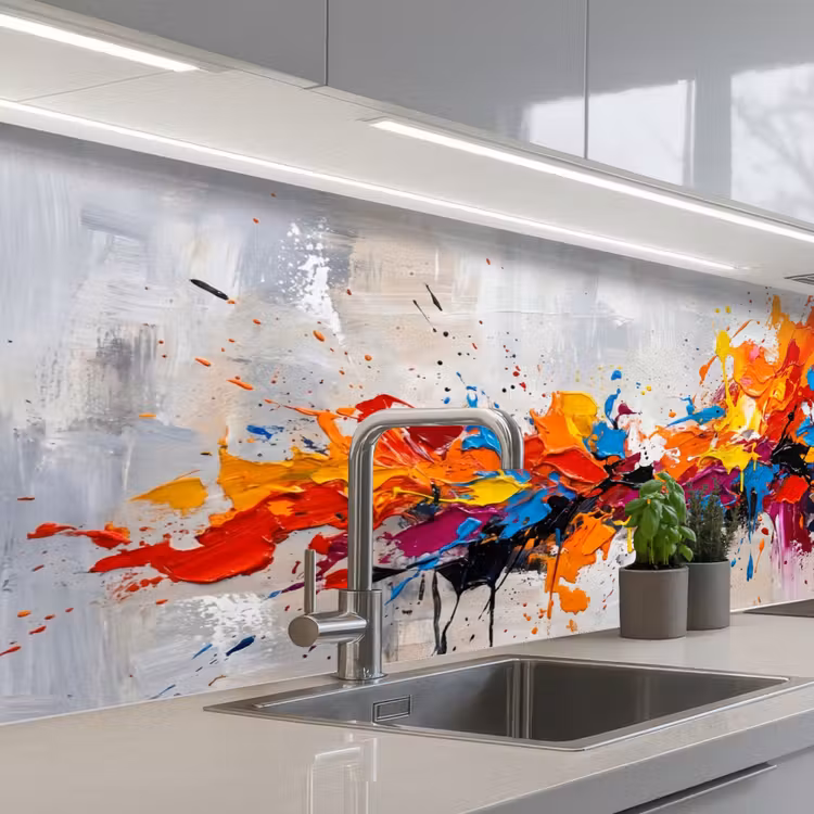 Keuken achterwand - Abstract - Schilderij - Kleurrijk - Dynamisch — 2