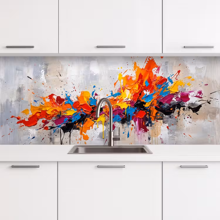 Keuken achterwand - Abstract - Schilderij - Kleurrijk - Dynamisch — 4