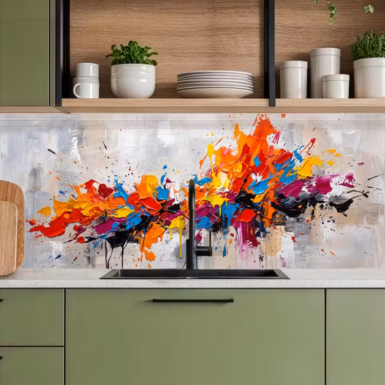 Keuken achterwand - Abstract - Schilderij - Kleurrijk - Dynamisch — 8