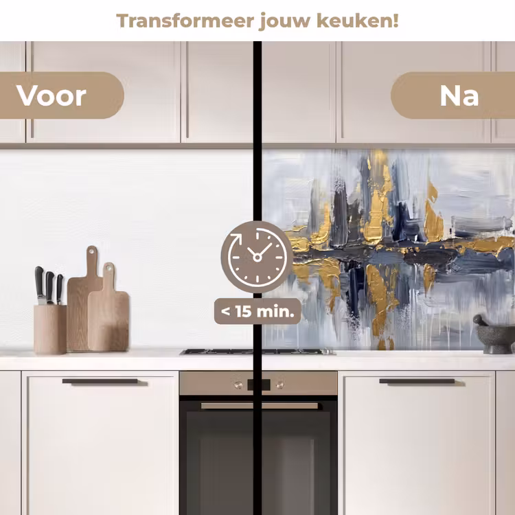 Keuken achterwand - Abstract - Structuur - Goud - Grijs - Modern — 3