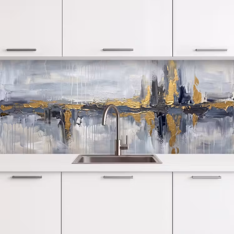Keuken achterwand - Abstract - Structuur - Goud - Grijs - Modern — 4