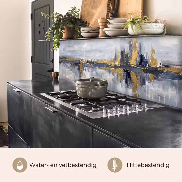 Keuken achterwand - Abstract - Structuur - Goud - Grijs - Modern — 5