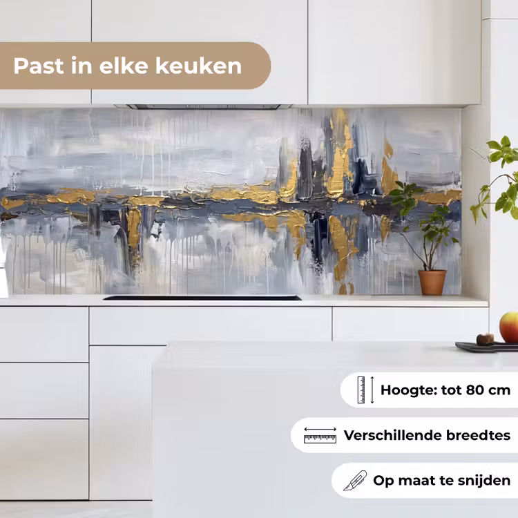 Keuken achterwand - Abstract - Structuur - Goud - Grijs - Modern — 7