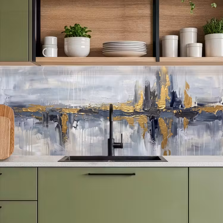 Keuken achterwand - Abstract - Structuur - Goud - Grijs - Modern — 8