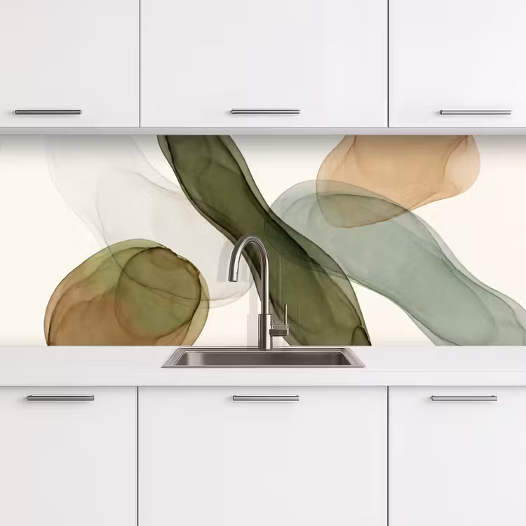Keuken achterwand - Abstract - Vormen - Modern - Kunst - Groen - Bruin — 4