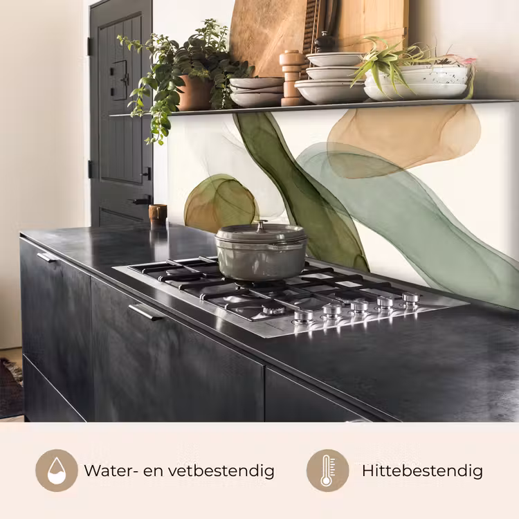 Keuken achterwand - Abstract - Vormen - Modern - Kunst - Groen - Bruin — 5