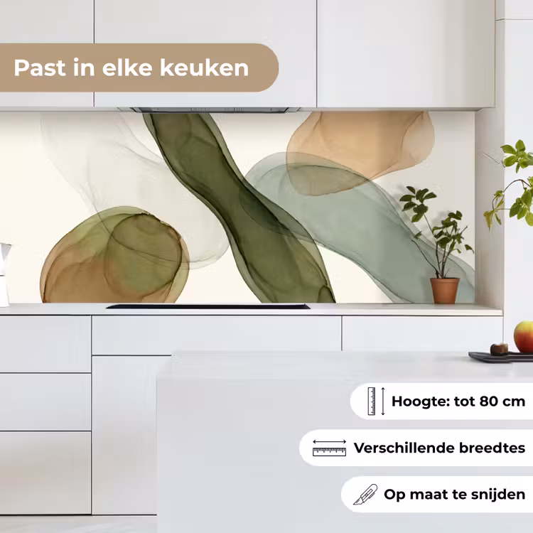 Keuken achterwand - Abstract - Vormen - Modern - Kunst - Groen - Bruin — 7