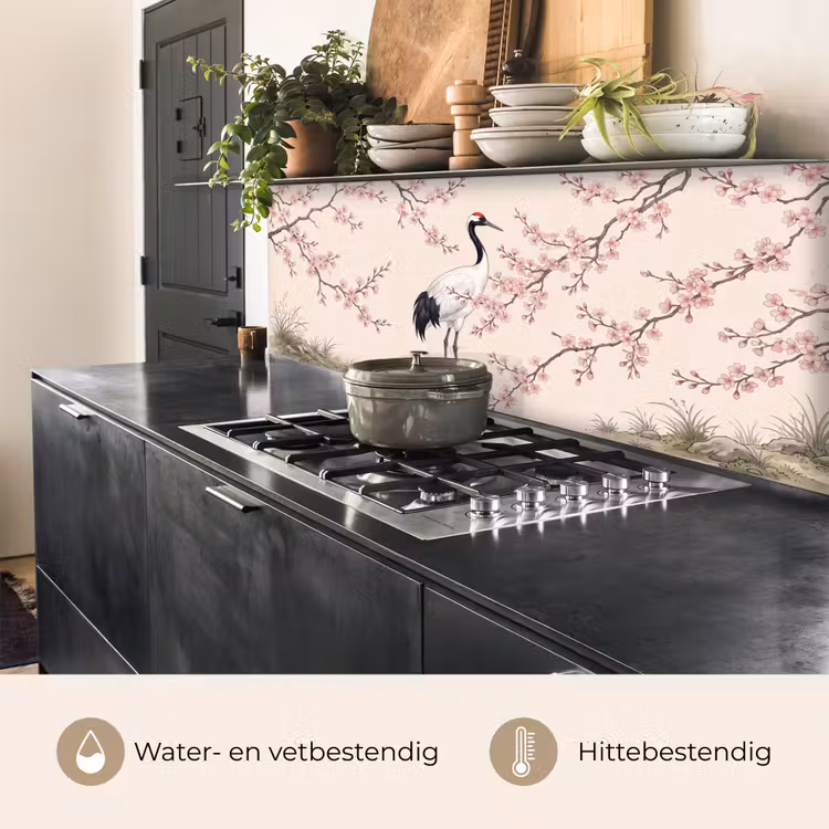 Keuken achterwand - Aziatisch - Kraanvogel - Beige — 5
